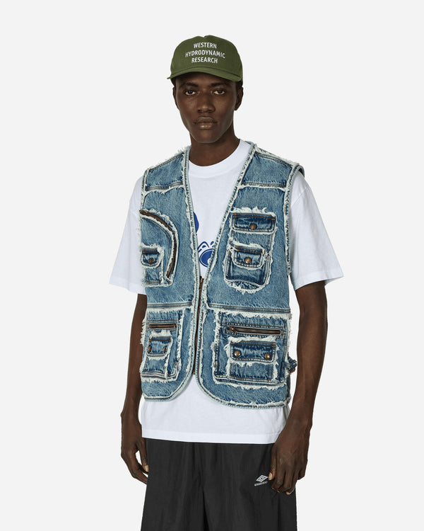 Iuter Fringes Utility Denim Vest Blue