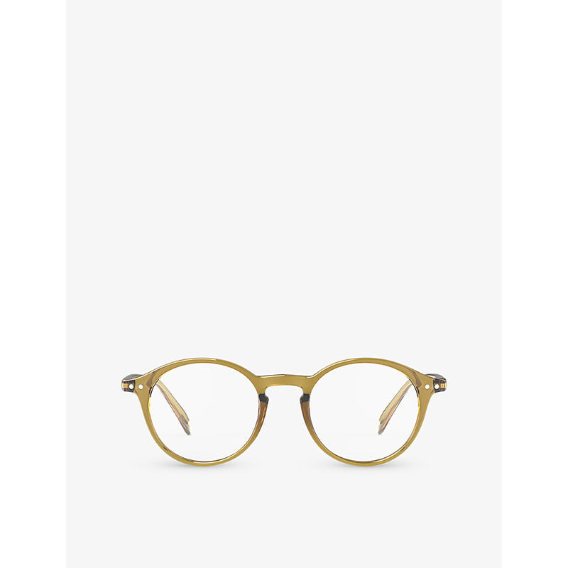 Izipizi #D round-framed golden green reading glasses