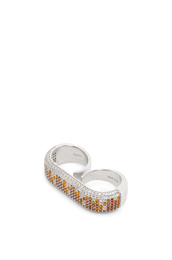 Double Pavé ring in sterling silver and crystals