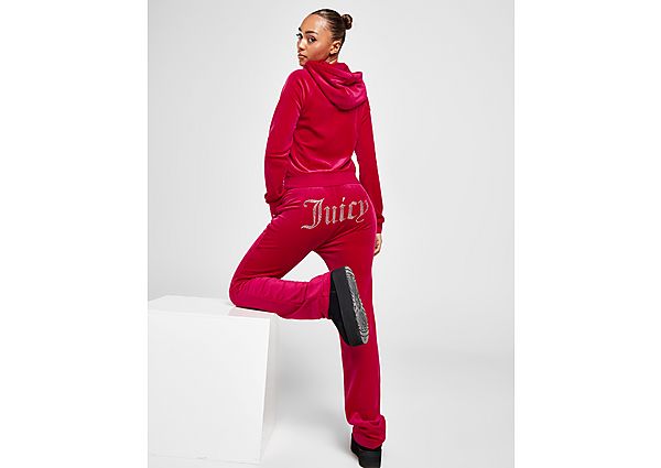 JUICY COUTURE Diamante Logo Velour Joggers Red