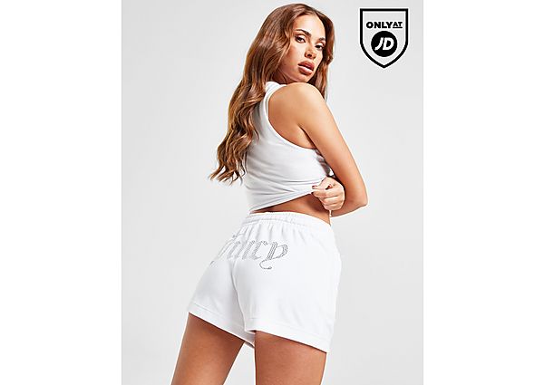 JUICY COUTURE Diamante Logo Velour Shorts White