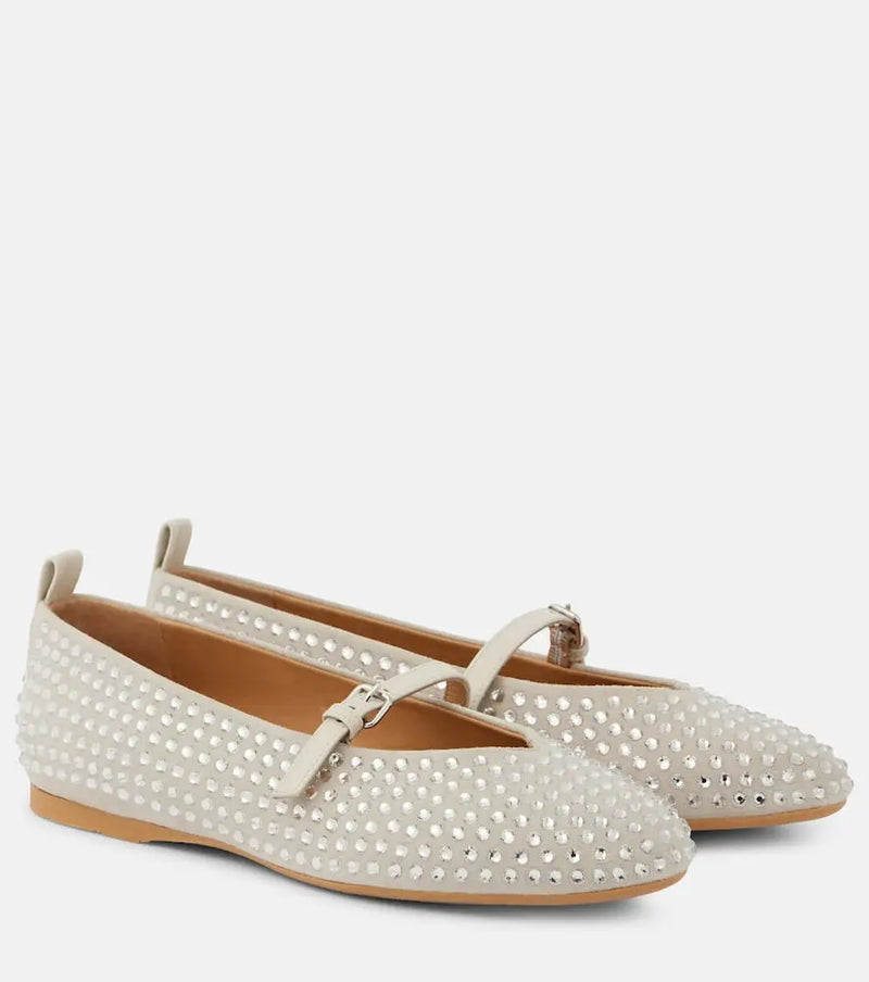 JW Anderson Embellished suede ballet flats | LYBSTORE