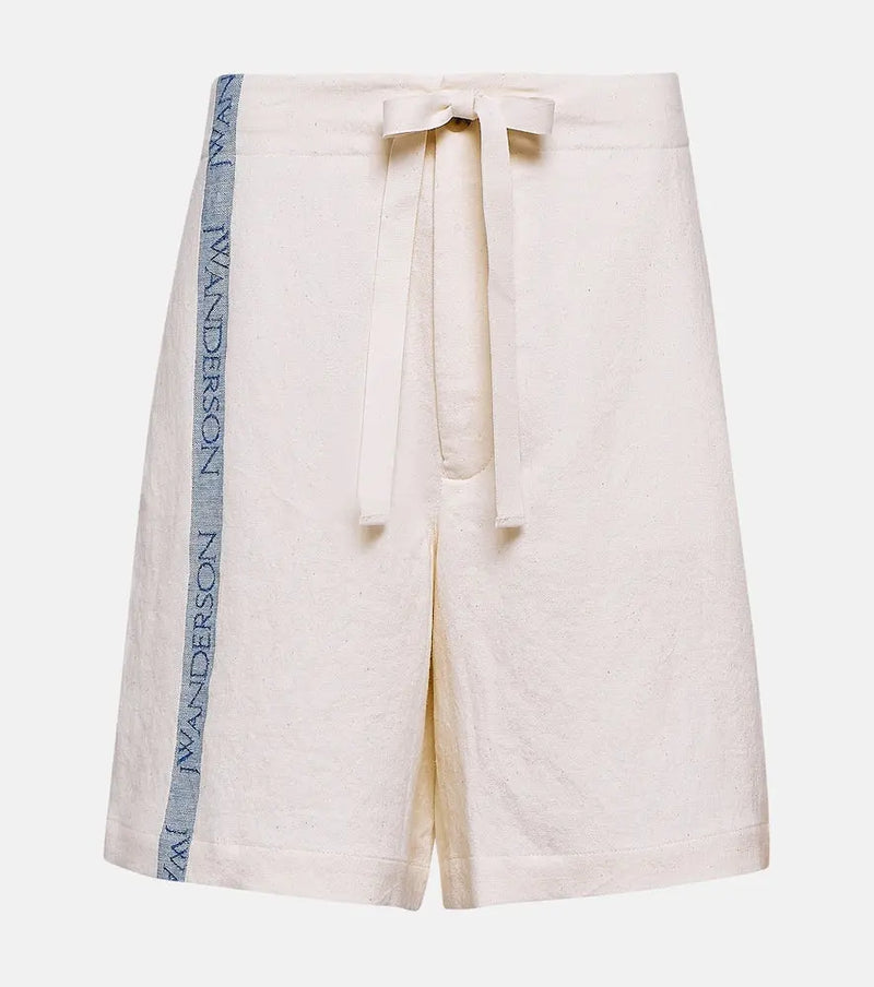 JW Anderson High-rise cotton and linen shorts | LYBSTORE