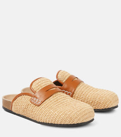 JW Anderson Tess leather-trimmed raffia mules