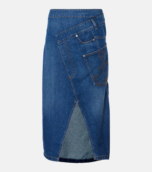 JW Anderson Twisted denim midi skirt