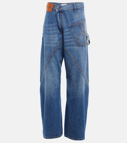 JW Anderson Twisted embroidered wide-leg jeans