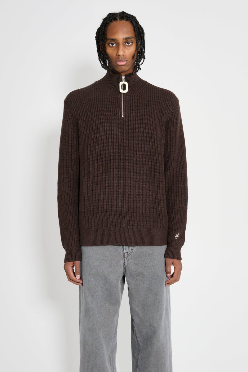 JW Anderson JWA Puller Half Zip Jumper Chocolate Brown