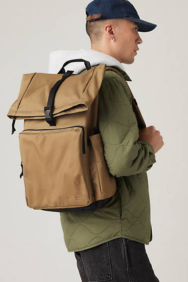 Levi's L Pack Roll Top Backpack - One Size - Khaki / Dark Khaki