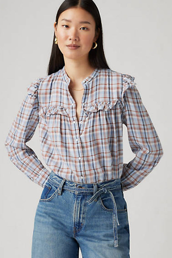 Levi's Gianna Long Sleeve Flannel Blouse Blue