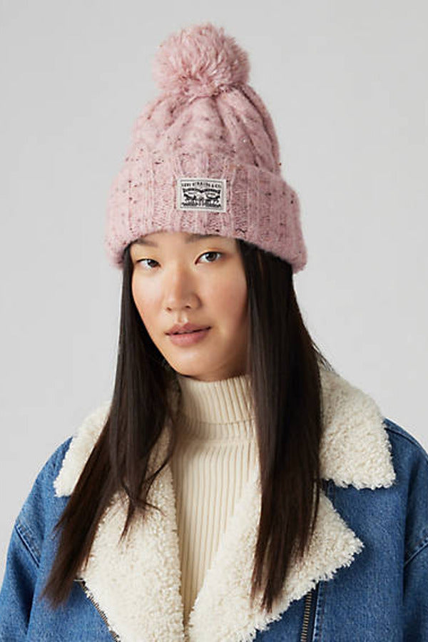 Levi's Backpatch Pom Pom Beanie - One Size - Pink / Light Pink