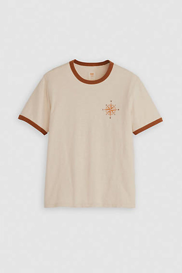 Levi's x End. Ringer Tee - Cream / Compass Equipment Graphic Sorrel Horse Burnt Orange