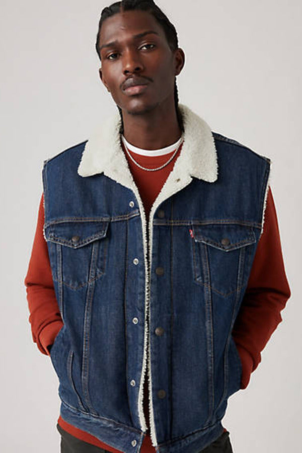 Levi's Sherpa Type III Trucker Vest Blue