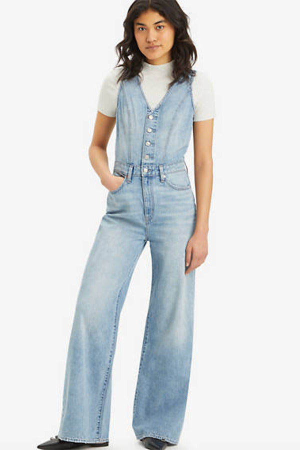 Levi's Denim Wide Leg Jumpsuit Blue