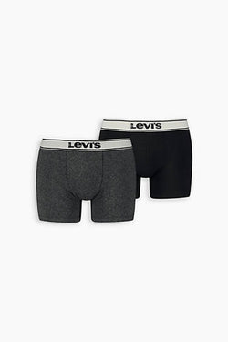 Levi's Vintage Heather Organic Cotton Boxer Brief 2 Pack Black