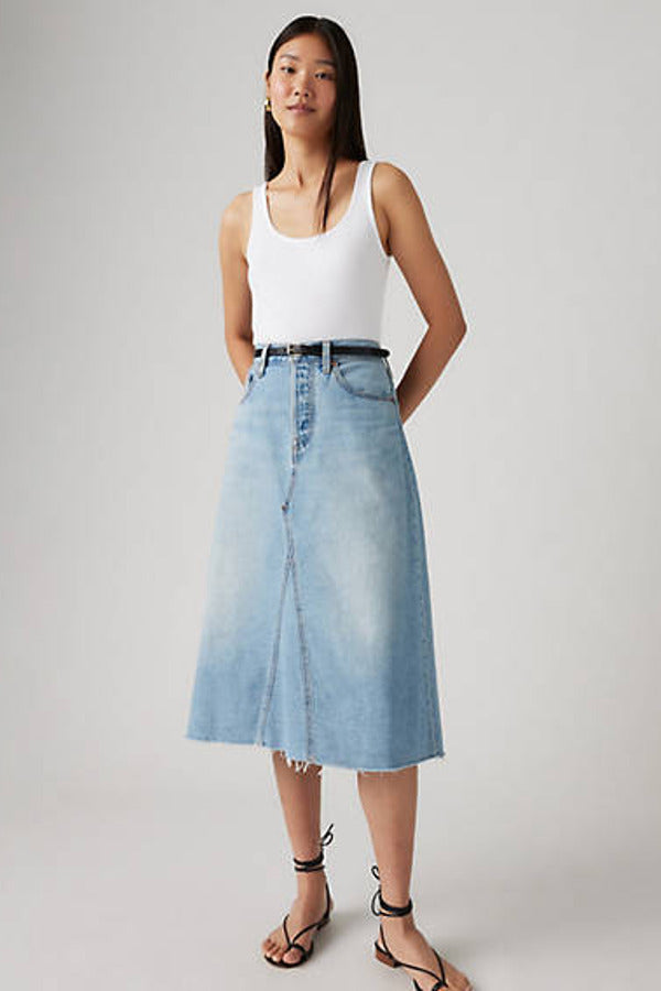 Levi's High Rise A Line Decon Skirt Blue