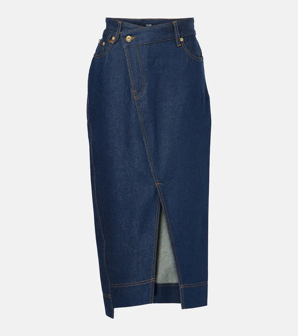 Jacquemus La Jupe De-Nîmes asymmetric denim midi skirt | LYBSTORE