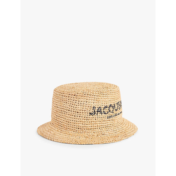 Jacquemus Le Bob Pesco branded-print raffia bucket hat | LYBSTORE