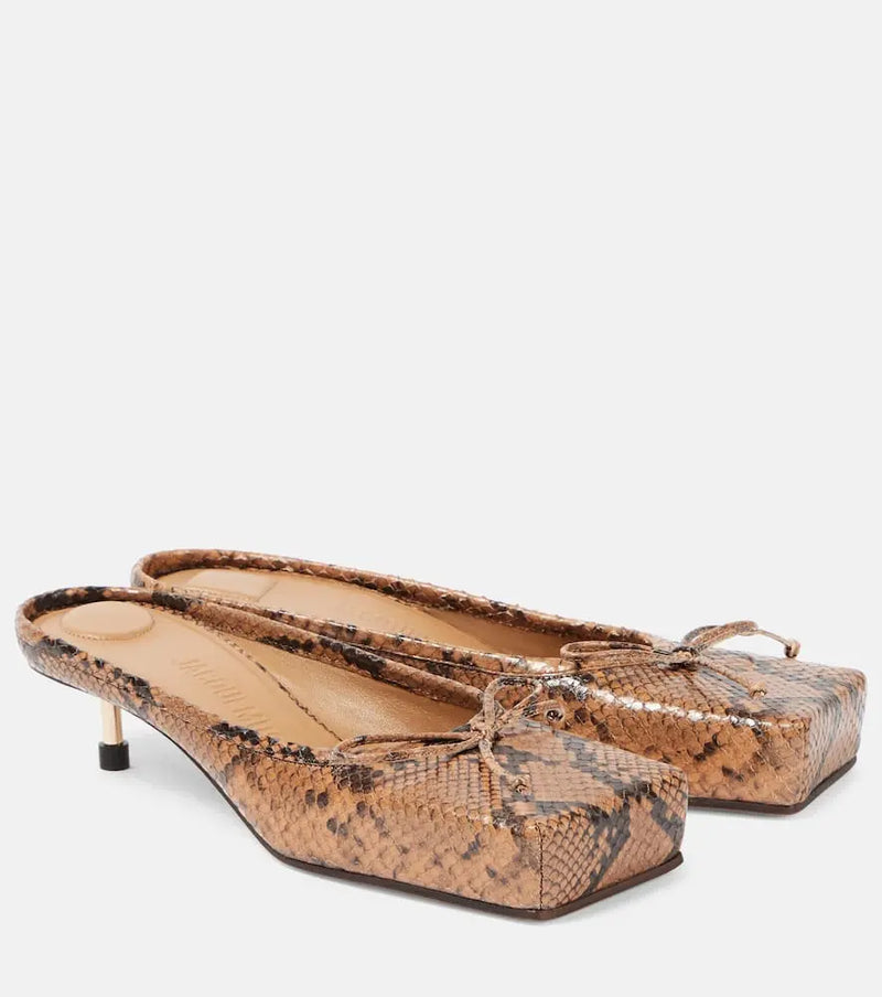 Jacquemus Les Mules Basses snake-effect leather mules