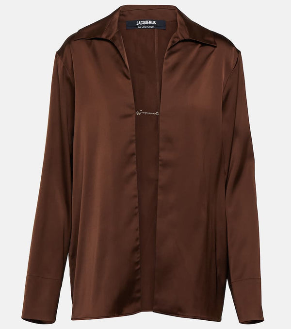 Jacquemus Logo-charm satin shirt