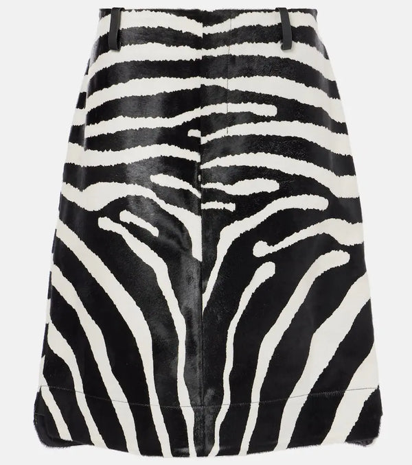 Jacquemus Tozzi zebra-print calf hair midi skirt