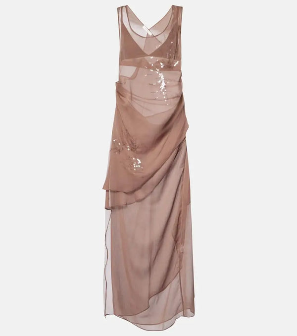 Jacques Wei Draped sequined tulle dress | LYBSTORE