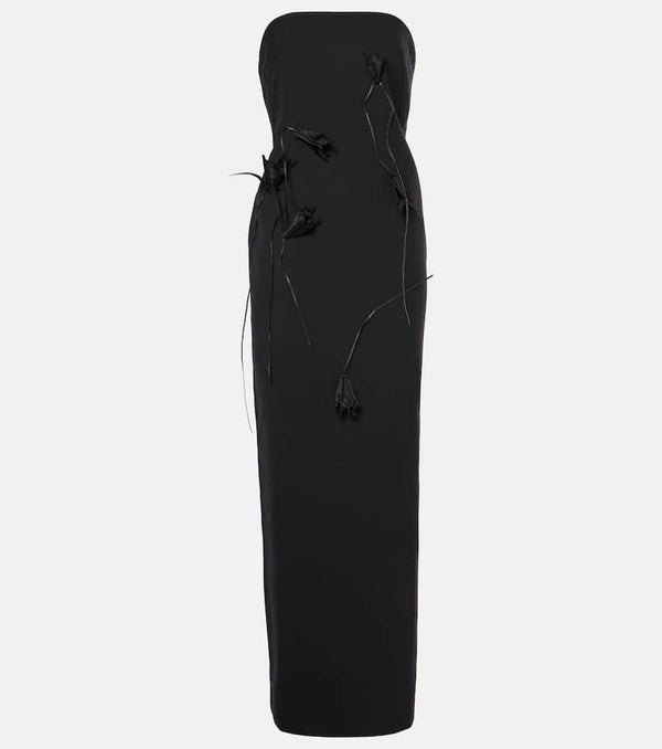 Jacques Wei Floral-appliqué wool maxi dress | LYBSTORE