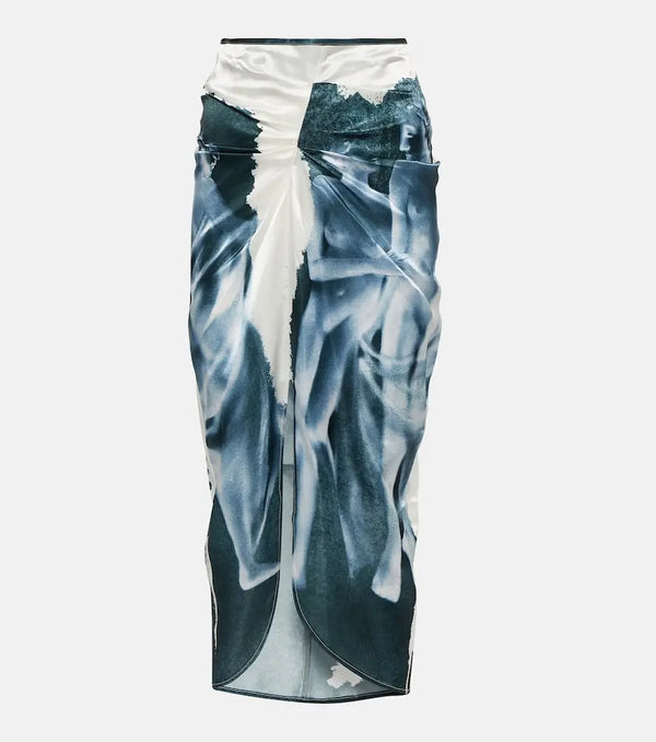 Jacques Wei Printed gathered midi skirt | LYBSTORE