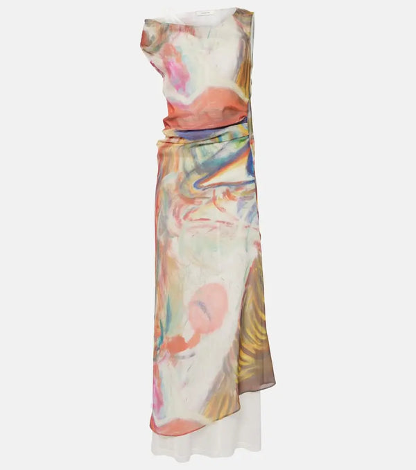 Jacques Wei Printed satin maxi dress | LYBSTORE