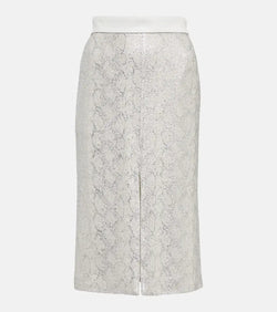 Jacques Wei Sequined snake-effect midi skirt | LYBSTORE