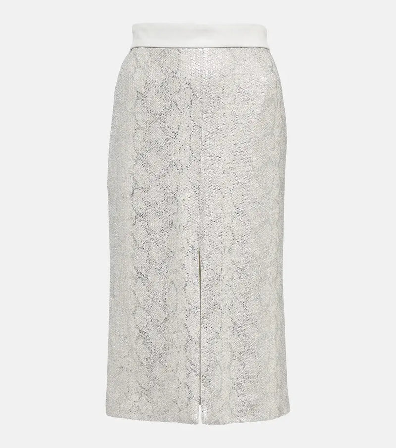 Jacques Wei Sequined snake-effect midi skirt | LYBSTORE