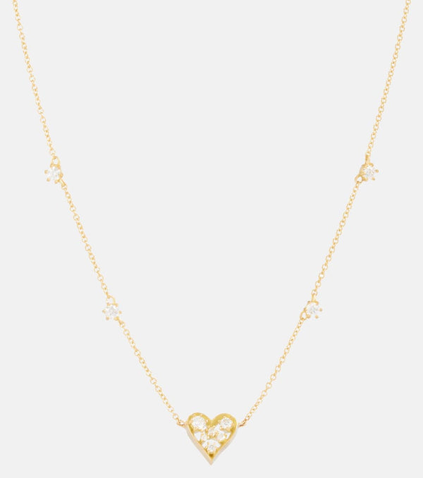 Jade Trau Margot Heart Mini 18kt gold necklace with diamonds | LYBSTORE