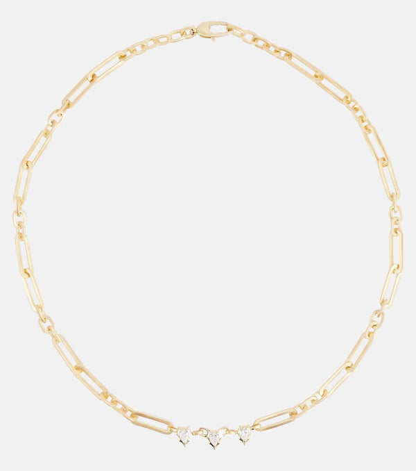 Jade Trau Priscilla 18kt gold chain necklace with diamonds | LYBSTORE