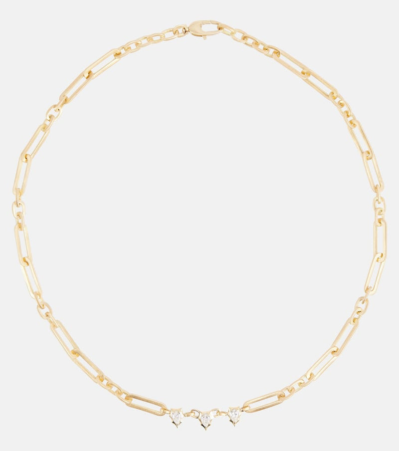 Jade Trau Priscilla 18kt gold chain necklace with diamonds | LYBSTORE