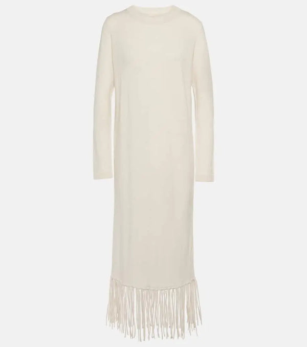 Jardin des Orangers Fringed wool and cashmere midi dress