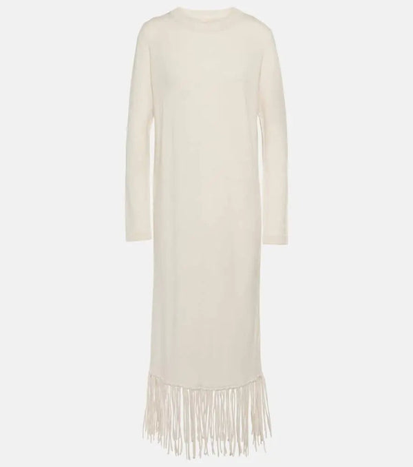 Jardin des Orangers Fringed wool and cashmere midi dress | LYBSTORE