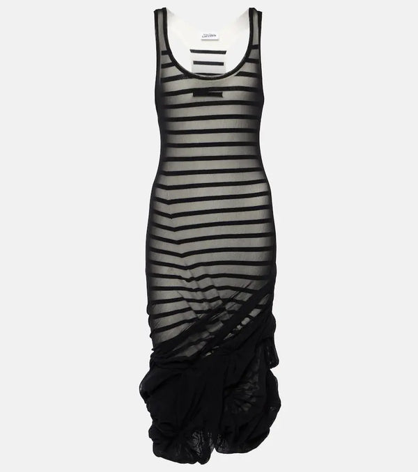 Jean Paul Gaultier Gathered marinière and tulle midi dress