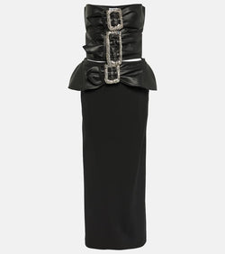 Jean Paul Gaultier Leather-trimmed buckle-detail bustier gown