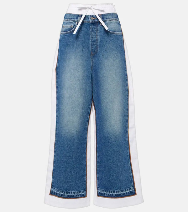 Jean Paul Gaultier Paneled mid-rise wide-leg jeans | LYBSTORE