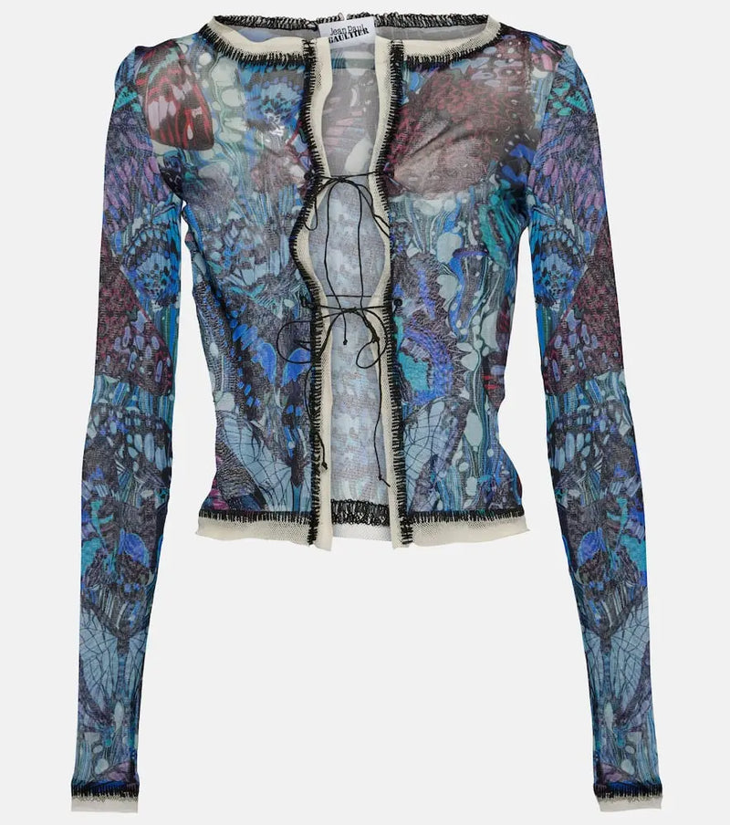 Jean Paul Gaultier Papillon printed mesh cardigan