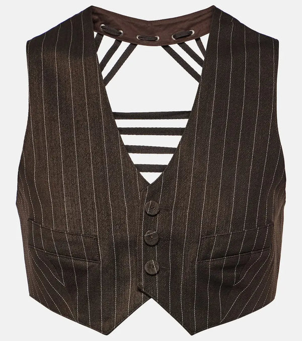 Jean Paul Gaultier Pinstripe cropped wool-blend vest | LYBSTORE