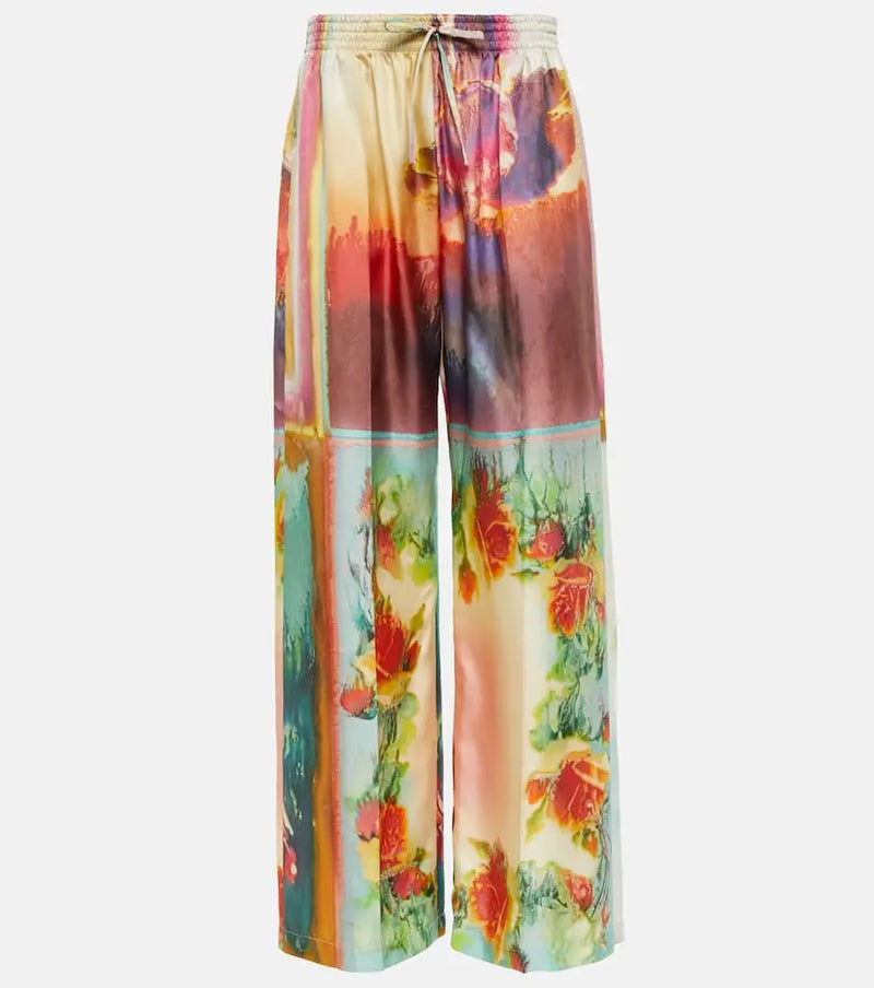 Jean Paul Gaultier Printed wide-leg silk pants | LYBSTORE