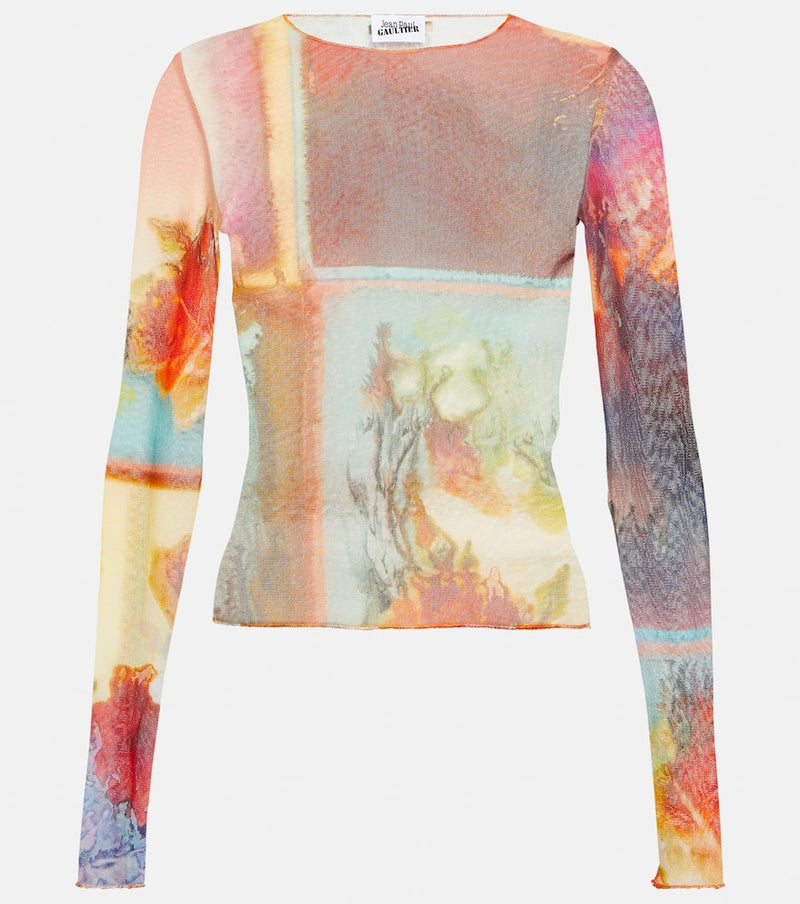 Jean Paul Gaultier Scarf printed mesh top