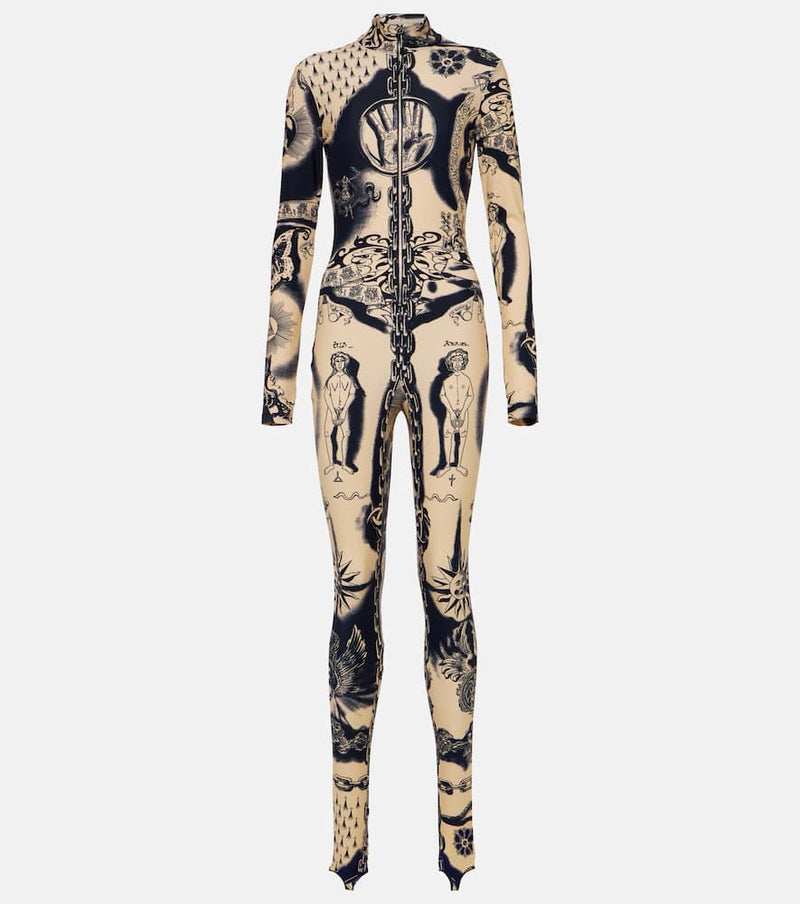 Jean Paul Gaultier Tattoo Collection printed jersey catsuit