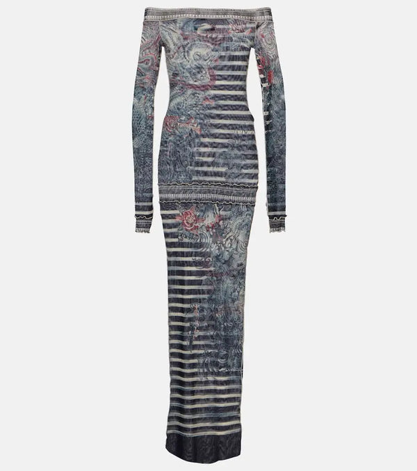 Jean Paul Gaultier Tattoo Collection printed maxi dress | LYBSTORE