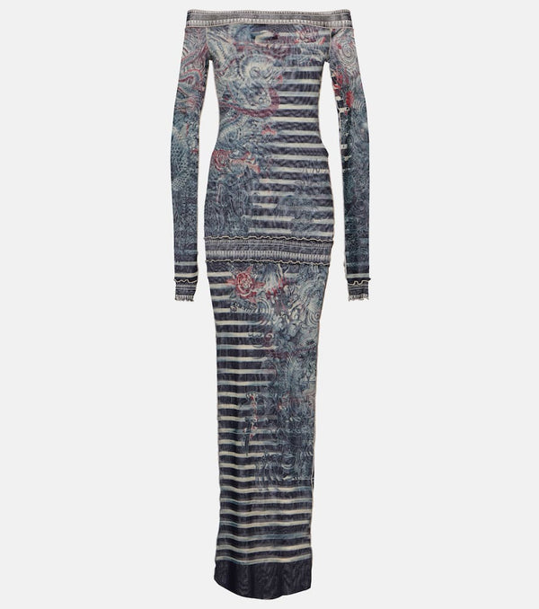 Jean Paul Gaultier Tattoo Collection printed maxi dress