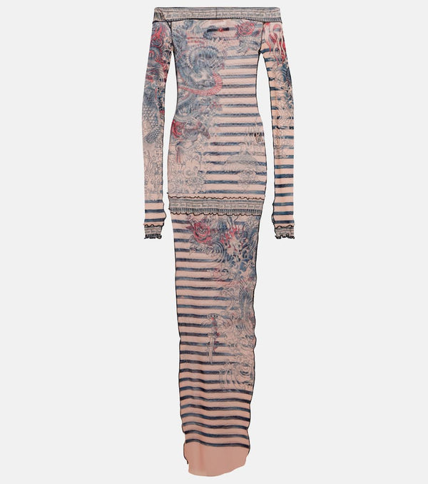 Jean Paul Gaultier Tattoo Collection printed maxi dress