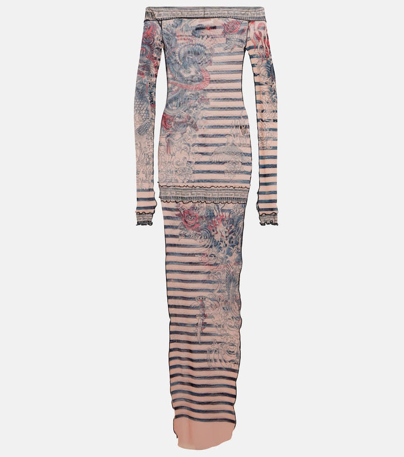 Jean Paul Gaultier Tattoo Collection printed maxi dress