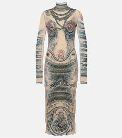 Jean Paul Gaultier Tattoo Collection sheer midi dress | LYBSTORE