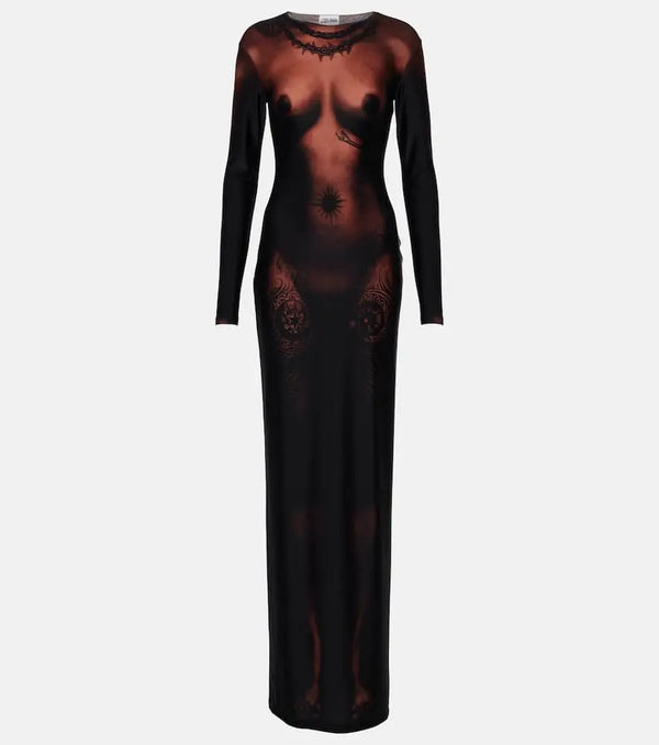 Jean Paul Gaultier Tattoo Collection trompe l'ail maxi dress | LYBSTORE