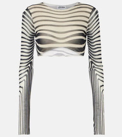 Jean Paul Gaultier The Navy Blue Body Morphing cropped top | LYBSTORE